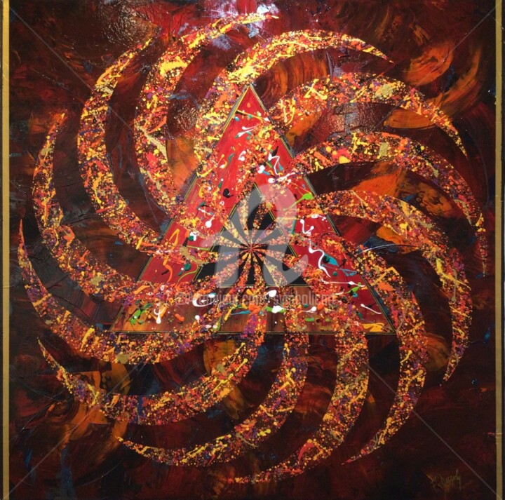 Painting titled "Vortex" by Fabien Dessoly (Symbolic Art BZH), Original Artwork, Acrylic Mounted on Wood Stretcher frame