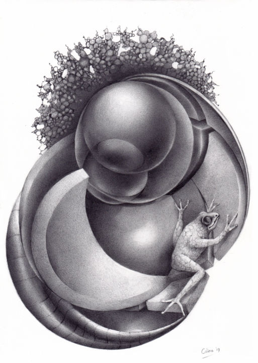 Disegno intitolato "Going in circles" da Symona Colina, Opera d'arte originale, Grafite