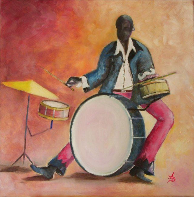 Painting titled "Drummer" by André Billet, Original Artwork