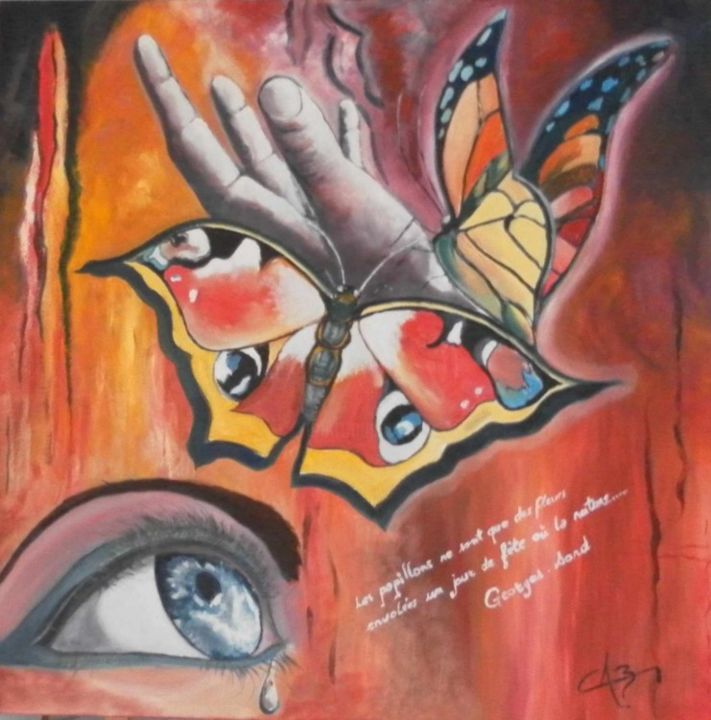 Peinture intitulée "BUtterfly" par André Billet, Œuvre d'art originale