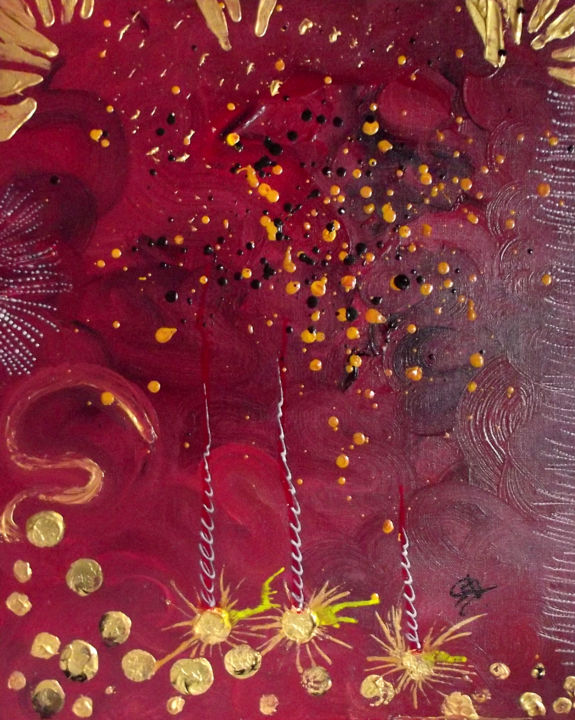 Peinture intitulée "étincelles d'or" par Syrel'Ile, Œuvre d'art originale