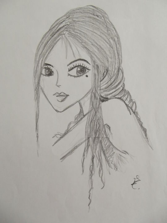 Drawing titled "Juste un regard" by Syrel'Ile, Original Artwork