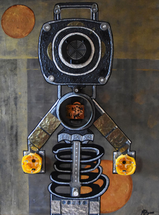 「ROBOT PEDRITO」というタイトルの絵画 Manuela Rodrigues (TALATOUCHE MANOUCH')によって, オリジナルのアートワーク, アクリル