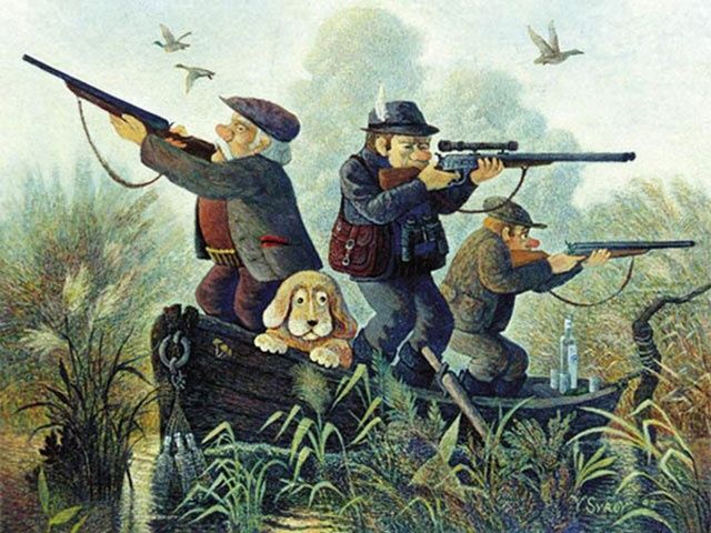 Картина под названием "Большая стрельба на…" - Syrov, Подлинное произведение искусства
