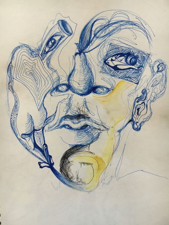 Рисунок под названием ""Безумство"" - Syuzanna Grigoryan, Подлинное произведение искусства, Гелевая ручка
