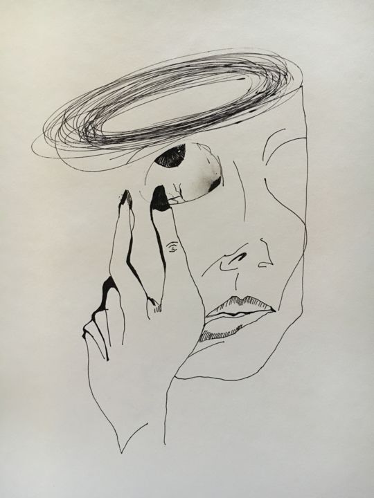 Desenho intitulada ""измученный"" por Syuzanna Grigoryan, Obras de arte originais, Caneta de gel