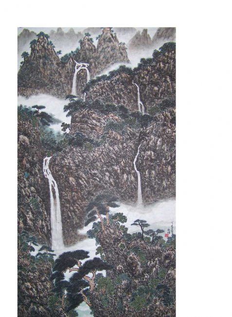 Painting titled "山水" by Ye Lang, Original Artwork, Oil