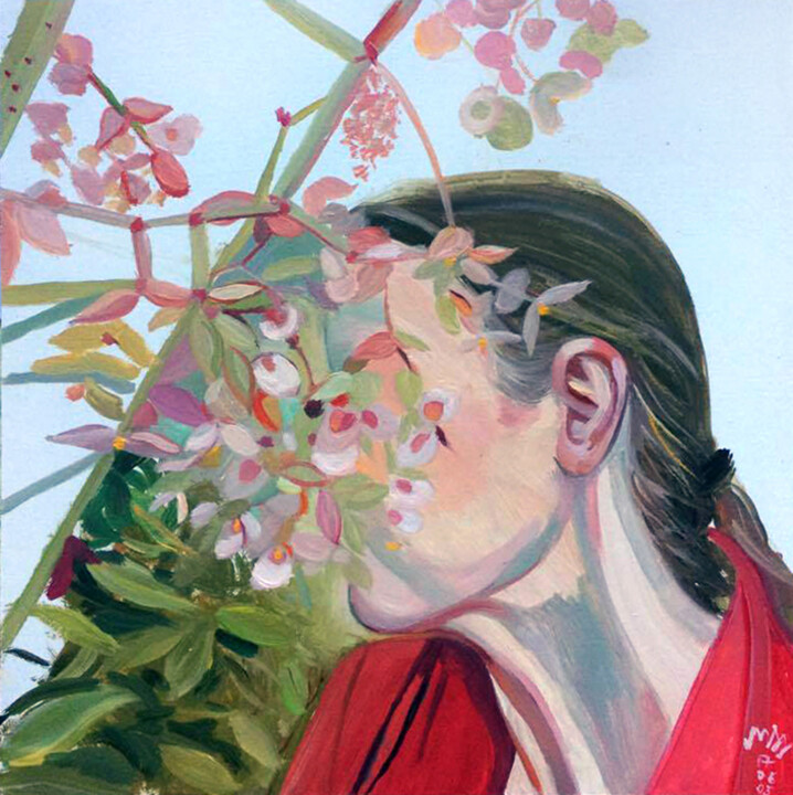 Painting titled "Natural Self Portra…" by Szabrina Maharita, Original Artwork, Oil