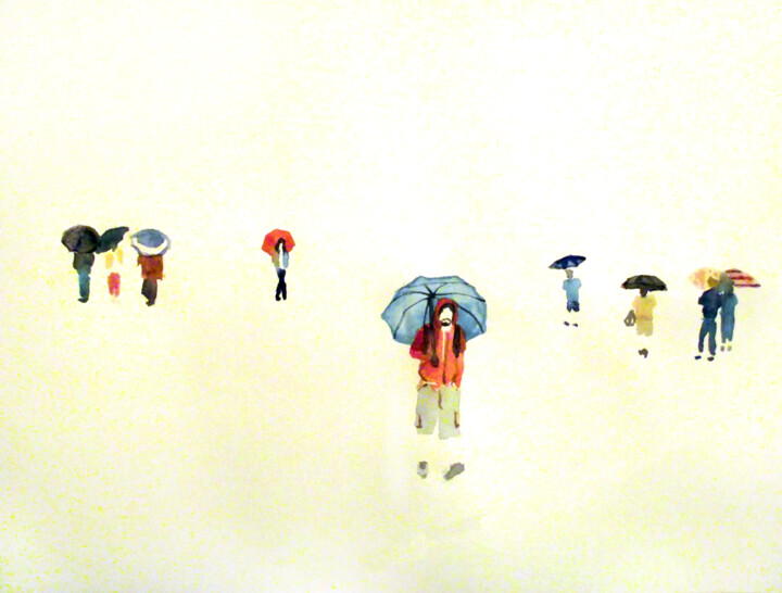 Painting titled "Umbrellas, or Europ…" by Szabrina Maharita, Original Artwork, Watercolor