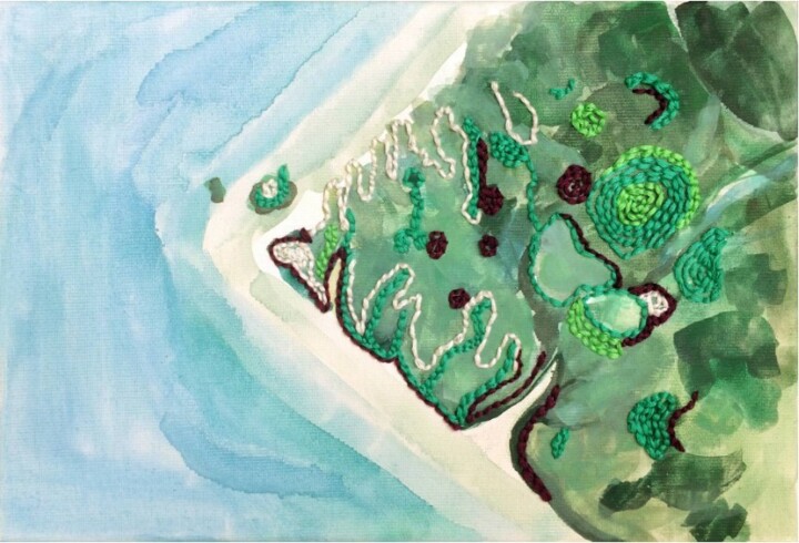 Картина под названием "Embroidered Islands…" - Szabrina Maharita, Подлинное произведение искусства, Акварель