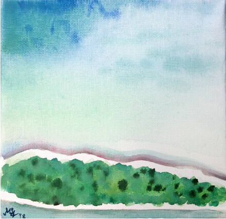 Peinture intitulée "Islands 7" par Szabrina Maharita, Œuvre d'art originale, Aquarelle Monté sur Châssis en bois