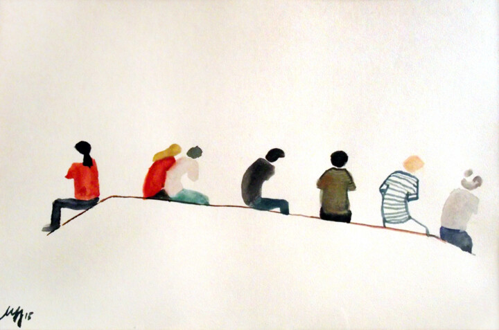 Pintura titulada "Sitting people I" por Szabrina Maharita, Obra de arte original, Acuarela