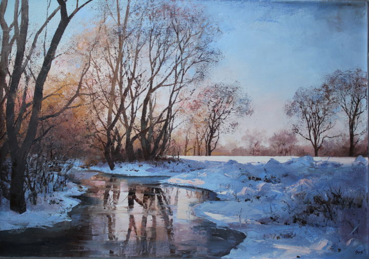 Painting titled "Winter morning" by Eva Szakacs, Original Art, Oil