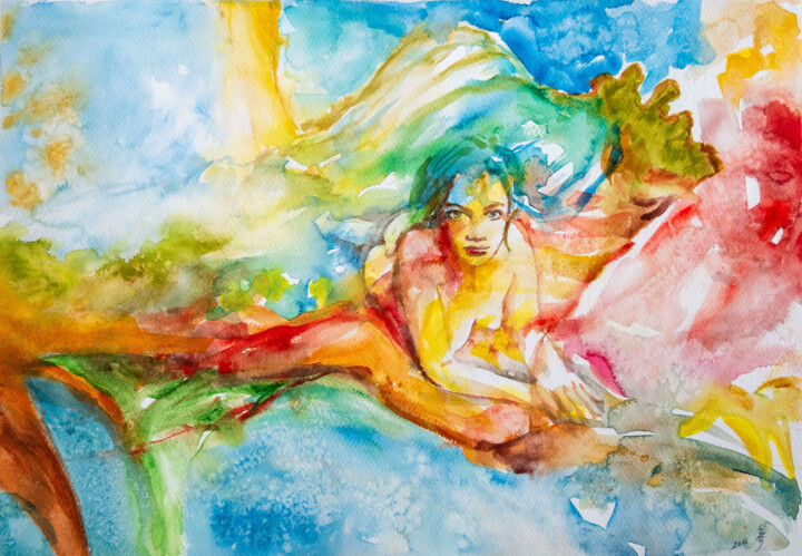 Painting titled "In sunlight" by Zsolt Székelyhidi, Original Artwork, Watercolor