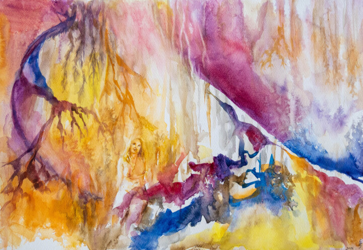 Painting titled "Falling into sin" by Zsolt Székelyhidi, Original Artwork, Watercolor