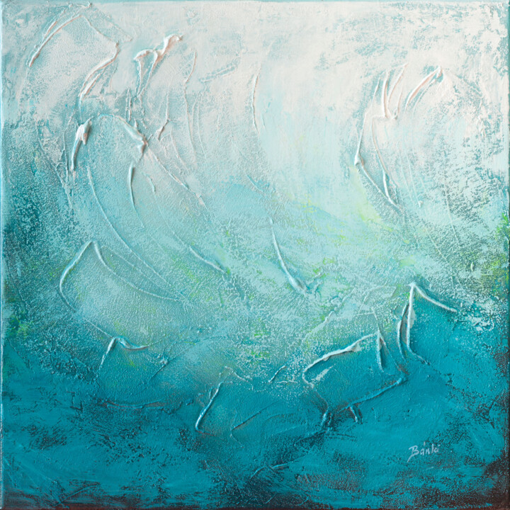 Painting titled "Waves" by Szilvia Banki, Original Artwork, Acrylic Mounted on Wood Stretcher frame