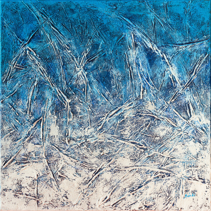 Painting titled "Hoar frost" by Szilvia Banki, Original Artwork, Acrylic Mounted on Wood Stretcher frame