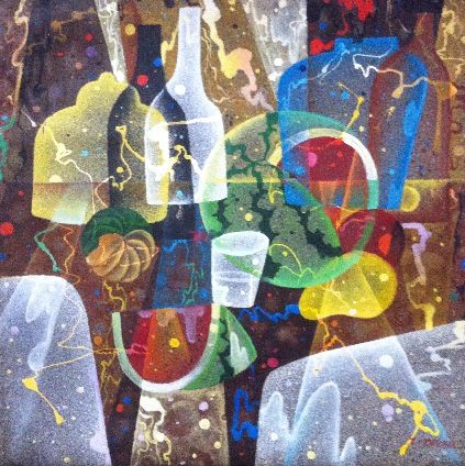 Painting titled "Foods & Beverage" by T Christobal, Original Artwork, Acrylic