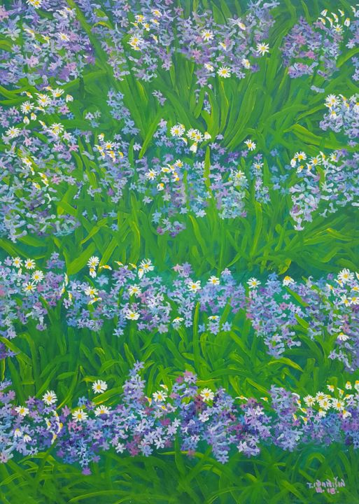 Картина под названием "Carpet of Hyacinths…" - Tomislav Ivanišin, Подлинное произведение искусства, Масло Установлен на Друг…
