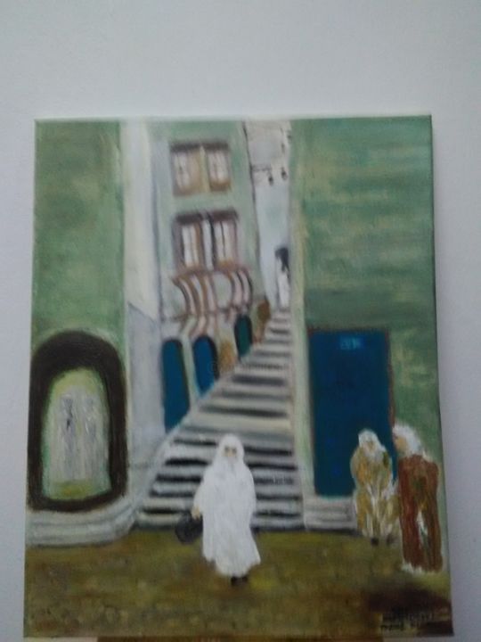 Painting titled "la casbah" by Mohli Hamouche Taoues, Original Artwork, Acrylic