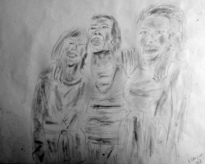 Drawing titled "they're having fun" by Tom Schrijver, Original Artwork, Pencil