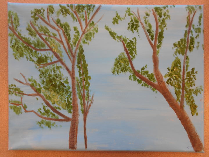 Painting titled "Two trees" by Tom Schrijver, Original Artwork, Acrylic