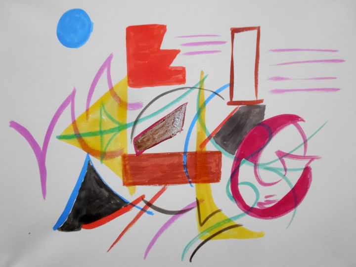 Schilderij getiteld "colours" door Tom Schrijver, Origineel Kunstwerk, Inkt