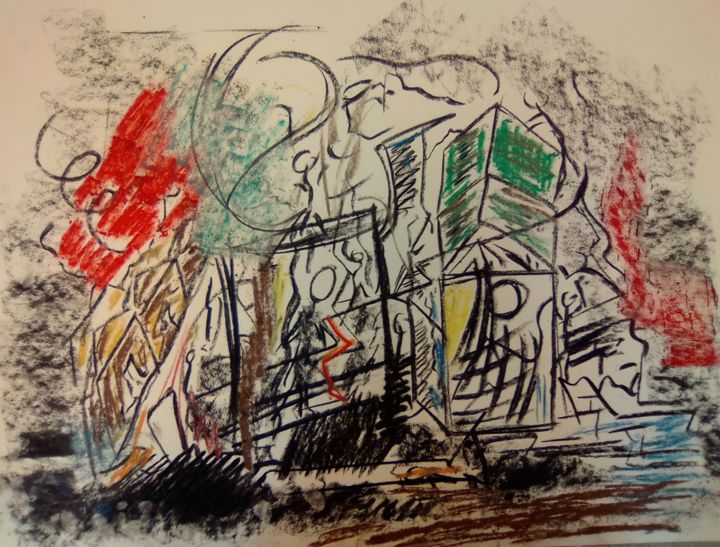 Drawing titled "building colours" by Tom Schrijver, Original Artwork, Pastel