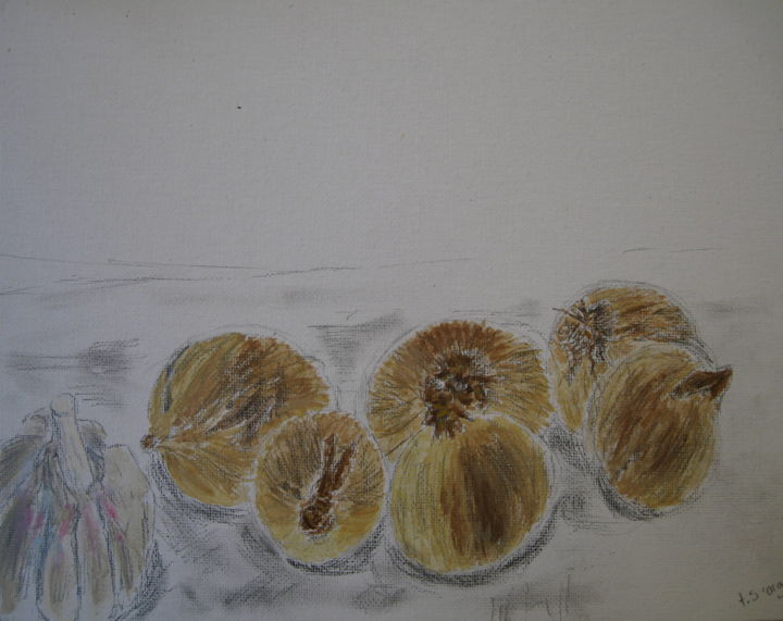 Картина под названием "onions" - Tom Schrijver, Подлинное произведение искусства, Акрил