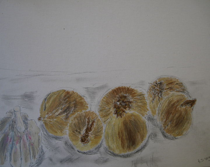 Painting titled "onions" by Tom Schrijver, Original Art, Acrylic