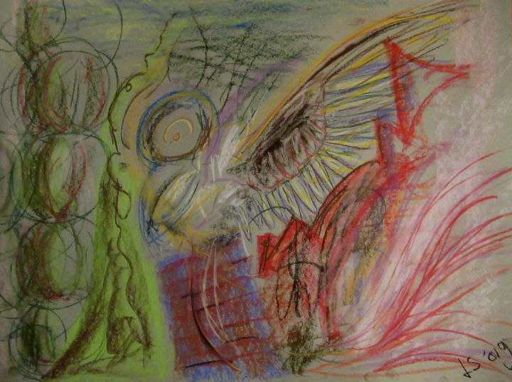 Drawing titled "coloursky" by Tom Schrijver, Original Artwork, Pastel