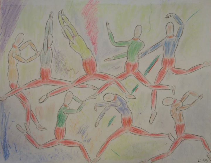 Tekening getiteld "dance in colour" door Tom Schrijver, Origineel Kunstwerk, Pastel