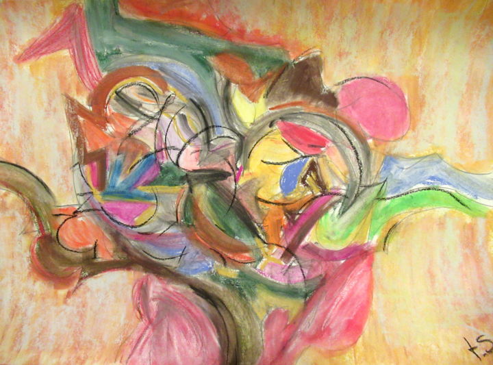 Peinture intitulée "colourful" par Tom Schrijver, Œuvre d'art originale, Pastel