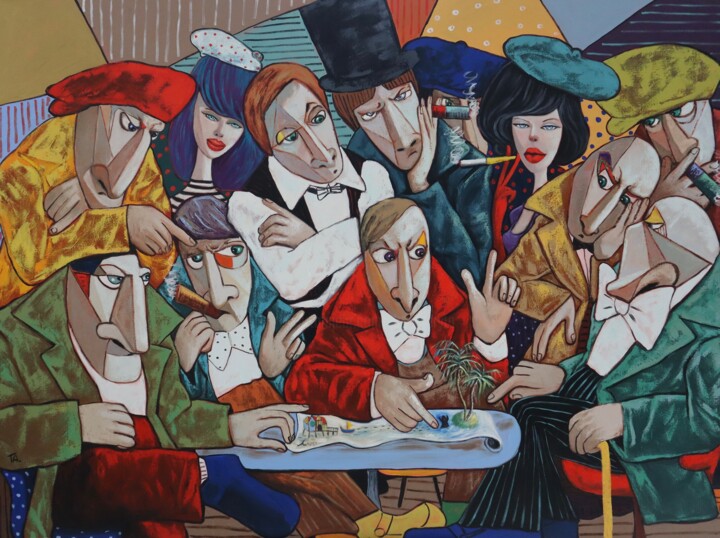 Painting titled "The plotting of the…" by Ta Byrne, Original Artwork, Oil