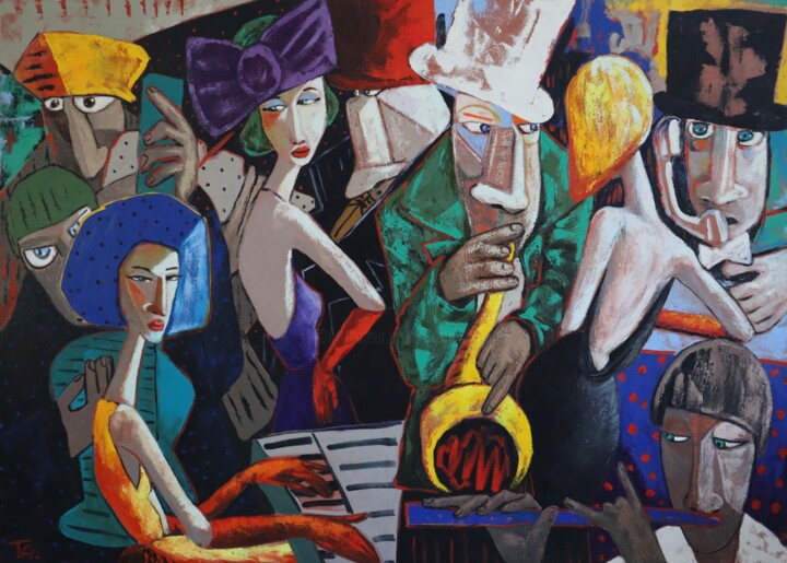 Картина под названием "Lady in red with he…" - Ta Byrne, Подлинное произведение искусства, Масло
