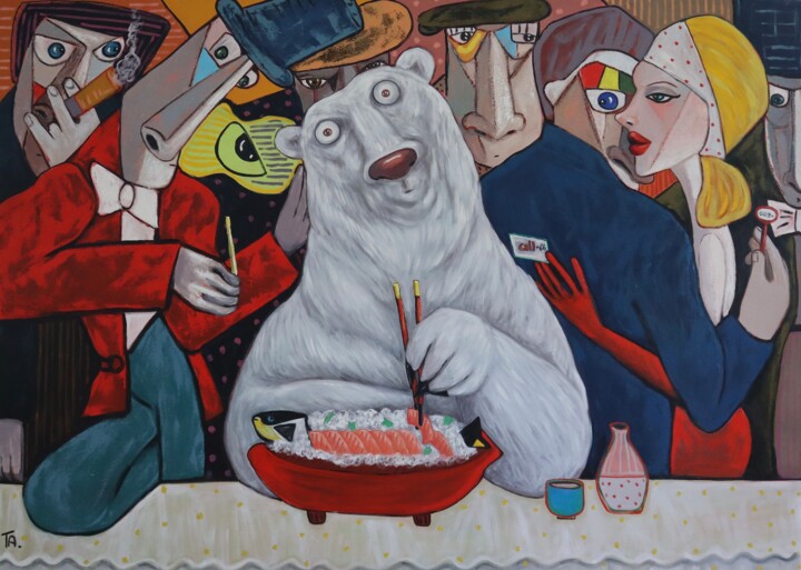 Картина под названием "Conspirators and Su…" - Ta Byrne, Подлинное произведение искусства, Масло