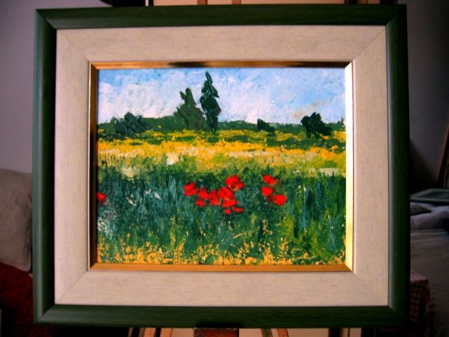 Painting titled "poppies" by Ovidiu Alexandru Tabara, Original Artwork