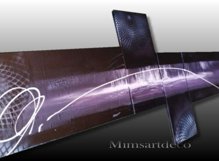 Painting titled "Tableau abstrait mo…" by Mimsartdeco, Original Artwork, Acrylic Mounted on Wood Stretcher frame