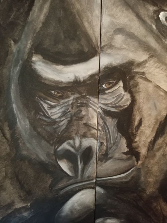 Painting titled "Le gorille penseur…" by Mimsartdeco, Original Artwork, Acrylic