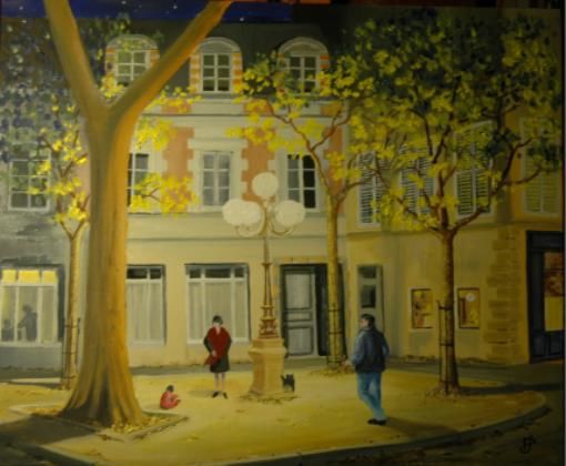 Peinture intitulée "Place Furstenberg" par Matthieu Jourdes, Œuvre d'art originale
