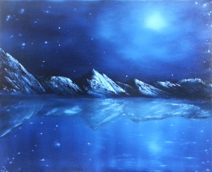 Painting titled "Reflet d'étoiles" by Emeric Lemoine, Original Artwork, Oil