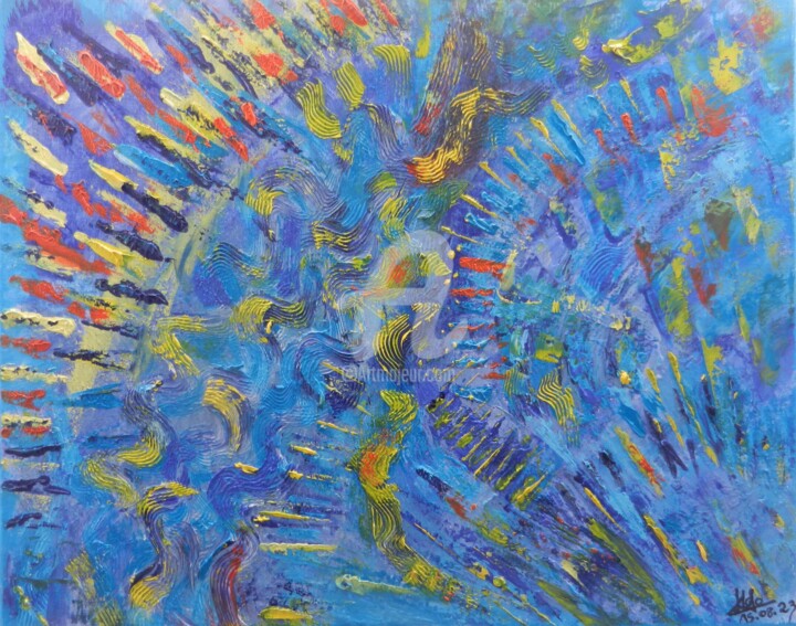 Painting titled "n°123 " Le Feu de l…" by Les Lumières De Ma Vie, Original Artwork, Oil