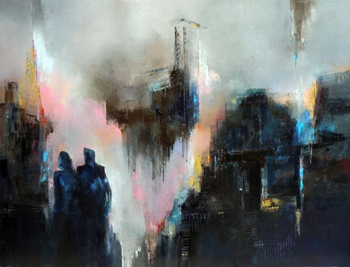 Painting titled "Vagando em busca de…" by Machowski, Original Art, Oil Mounted on Stretcher frame