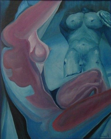 Painting titled "Act Blue" by Tadeusz Iwańczuk, Original Artwork, Oil