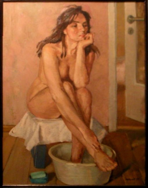 Painting titled "A moment of reflect…" by Tadeusz Iwańczuk, Original Artwork, Oil
