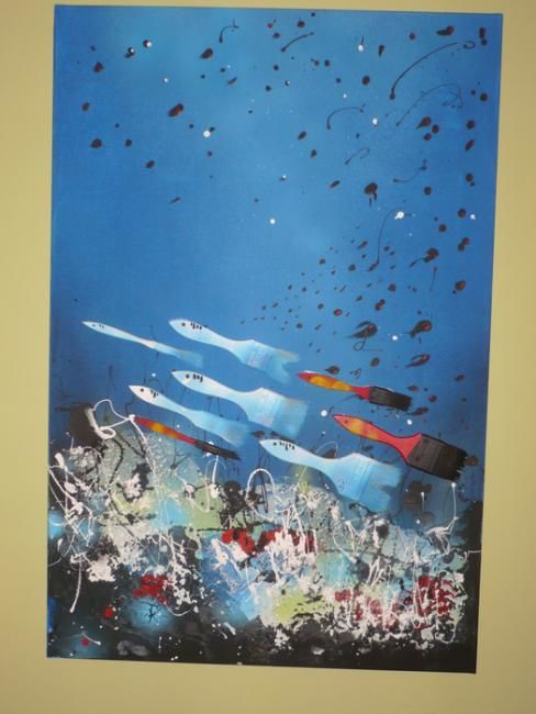 Painting titled "The cycle of ocean 1" by Tadeusz Iwańczuk, Original Artwork, Oil
