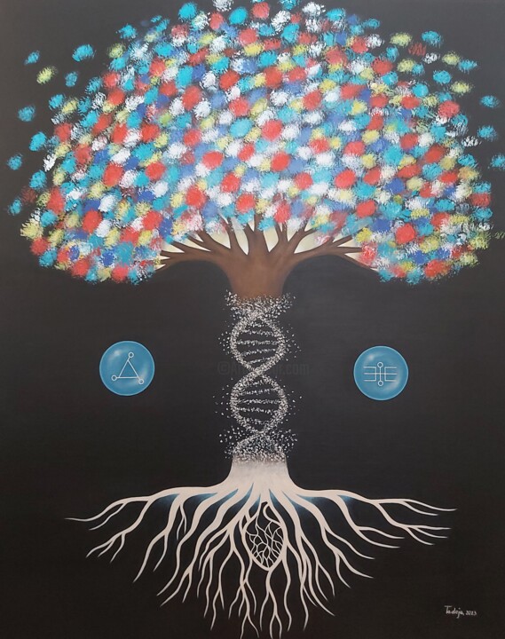 Malerei mit dem Titel "TREE OF LIFE" von Tady Divjak, Original-Kunstwerk, Acryl