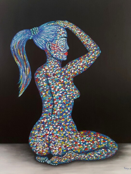 Pintura titulada "WOMAN AKT" por Tady Divjak, Obra de arte original, Acrílico