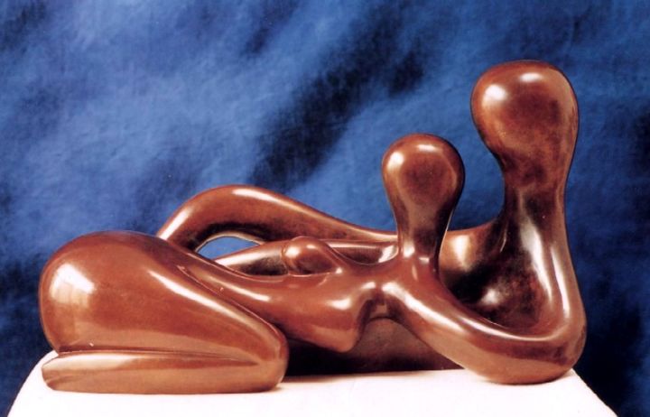 Sculpture titled "le Couple." by Georges Tag, Original Artwork, Metals