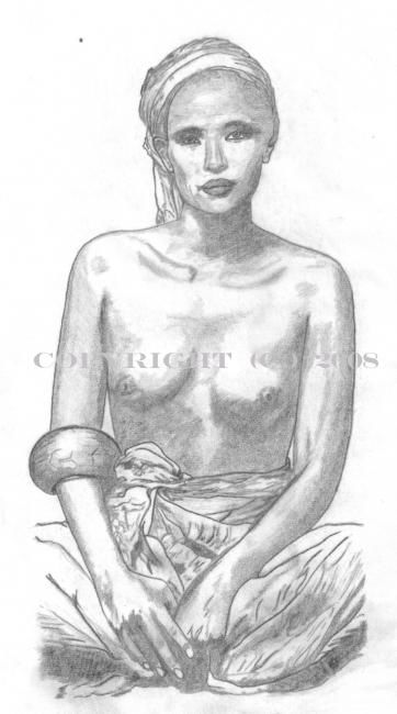 Zeichnungen mit dem Titel "AFRICAN GIRL" von Tahala, Original-Kunstwerk